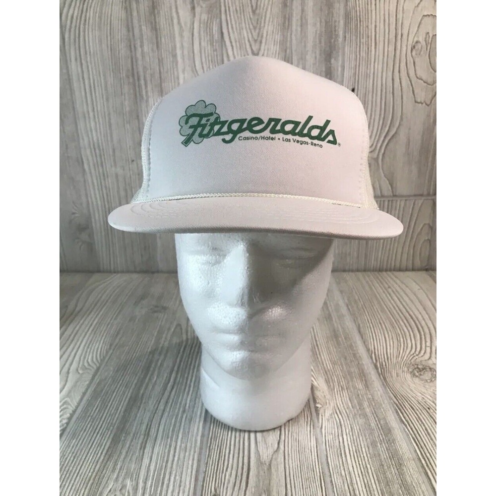 Vintage Fitzgeralds Casino Las Vegas Reno Trucker Hat White Snapback Mesh Cap